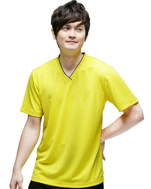 T恤訂製款v領休閒風中性-黃色出黑<span>tcanb-b01-00033</span>