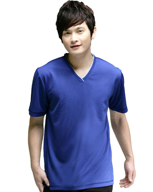 T恤訂製款v領休閒風中性-寶藍出水藍<span>tcanb-b01-00040</span>