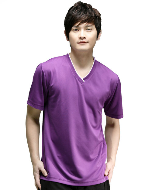 T恤訂製款v領休閒風中性-紫出白<span>tcanb-b01-00041</span>