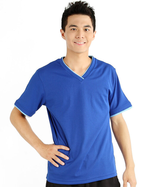 T恤訂製款v領素色中性-寶藍配水藍<span>tcanb-b01-00049</span>
