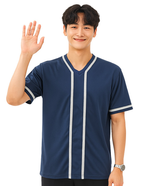 客製V領T恤-造型織帶-丈青配灰｜ <span>TCANB-B01-00228</span>