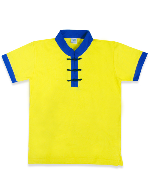 POLO訂製款中國領中性版-黃配藍<span>tcanb-s01-00025</span>  |商品介紹|POLO衫客製化【訂製款】|POLO衫短袖訂製中性版
