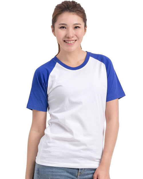 客製化T恤斜袖腰身-寶藍白<span>TCANG-A01-00217</span>  |商品介紹|T恤客製化【訂製款】|T恤訂製短袖腰身版