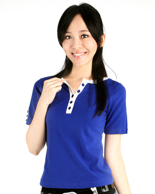 T恤訂製款開襟腰身-寶藍白<span>tcand-s01-00076</span>