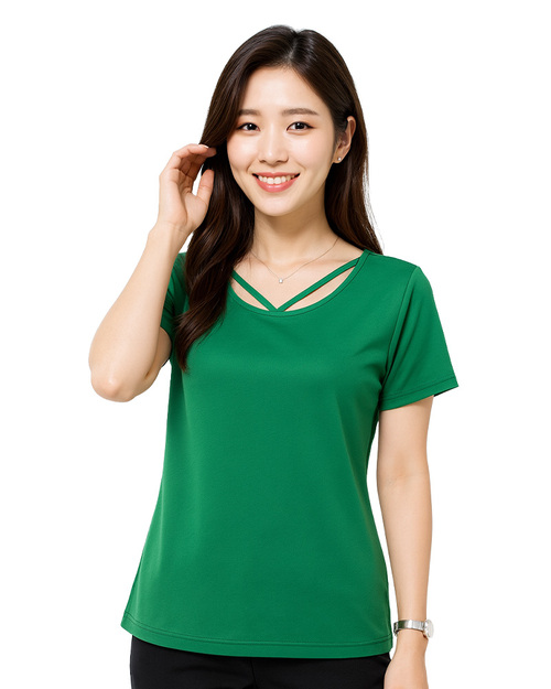 短袖T恤 訂製 滾領V字造型 綠色｜<span>TCANG-SZ01-00001</span>