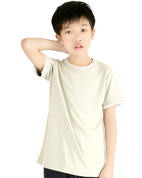 T恤訂製款簡約風童版-茶色白<span>tcank-a01-00090</span>