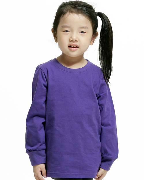 T恤訂製款束口素面長袖童版-紫<span>TCANK-A02-00175</span>  |商品介紹|T恤客製化【訂製款】|T恤訂製長袖童版