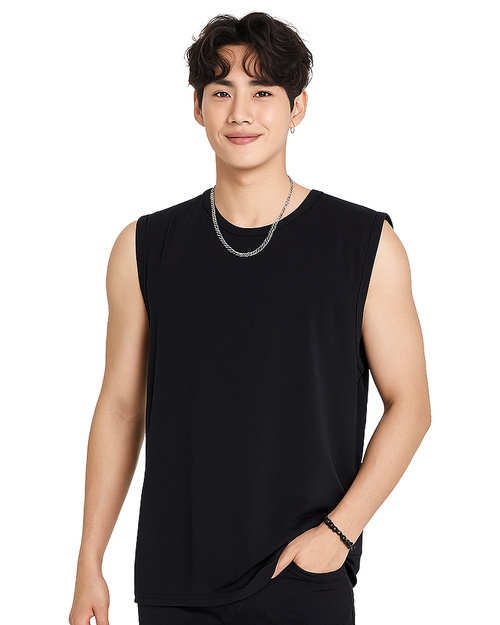 無袖背心訂製｜T恤版素面黑｜<span>TKCANB-A01-00001</span>