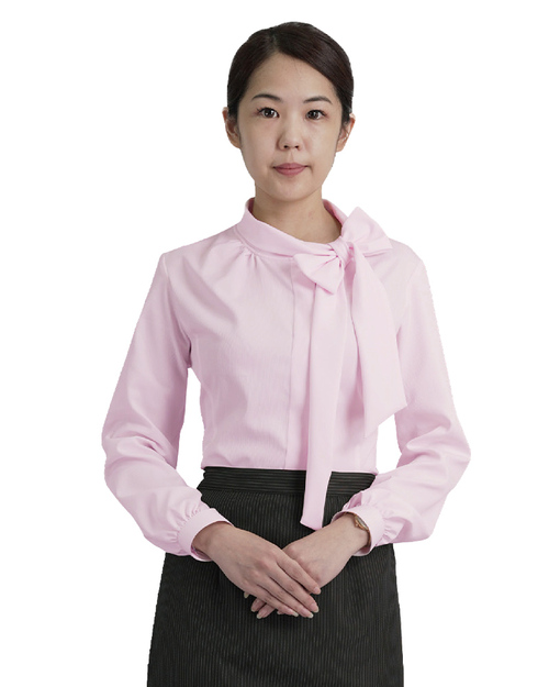 側領結女襯衫 短袖襯衫 長袖襯衫 粉色斜紋 <span>TS-06AF</span>  |商品介紹|襯衫 / 西裝套裝 【現貨款】|西裝襯衫 YA TI 【現貨款】 女版