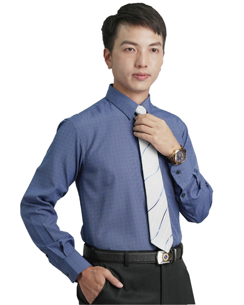 男襯衫 長袖襯衫-深藍底點點 小領 <span>TS-12M</span>  |商品介紹|襯衫 / 西裝套裝 【現貨款】|西裝襯衫 YA TI 【現貨款】 男版