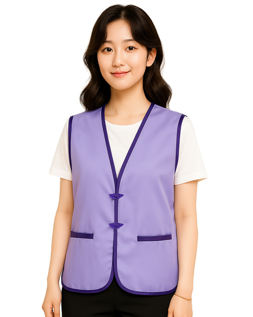 琵琶釦貼袋背心｜訂製款-粉紫滾紫｜<span>VCAN-B-02</span>