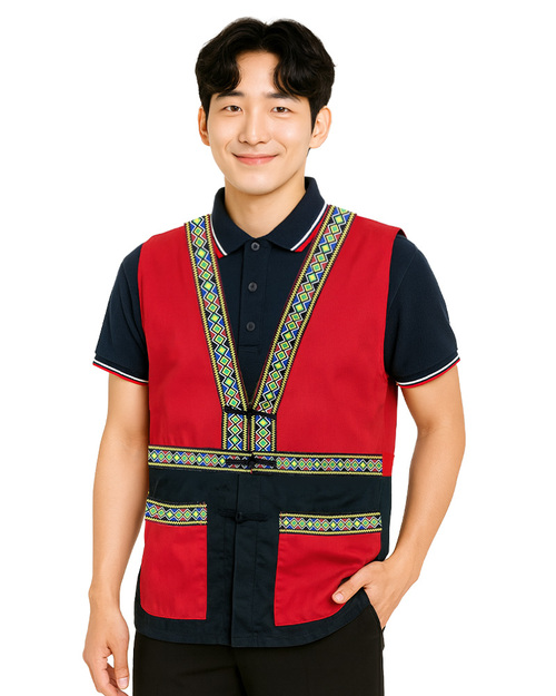 創e家團體服-原住民圖騰背心訂製款-紅配黑 <span>VCAN-B-12</span>