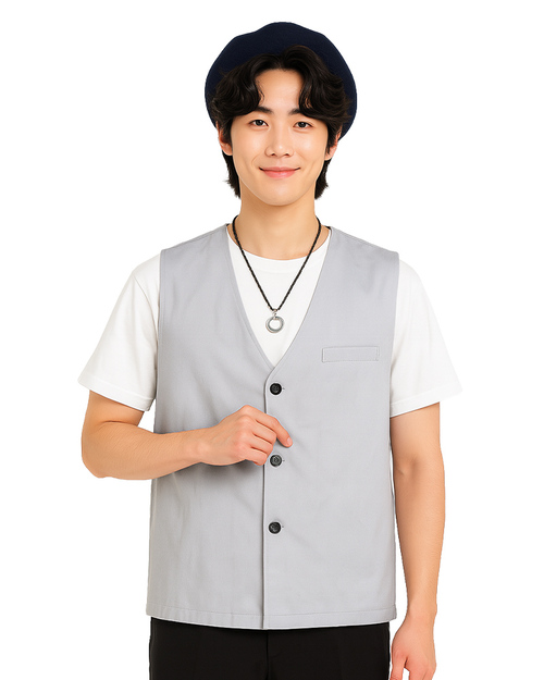 服務背心｜平擺釦子款-加內裡｜左胸暗袋-灰色｜<span>VCAN-C-12</span>