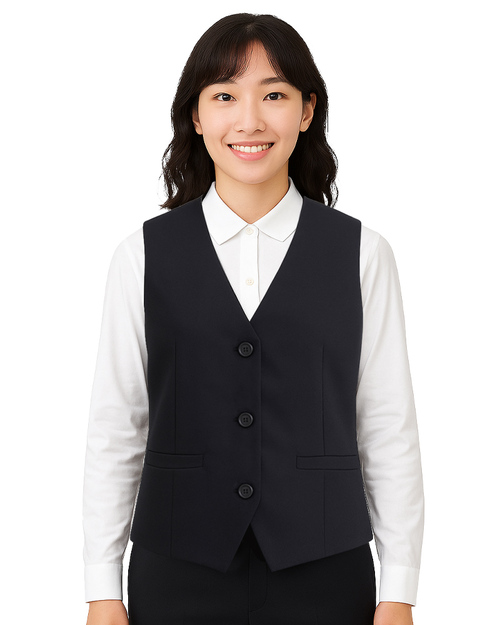 女版套裝背心 暗袋 釦子款 黑 <span>VCAN-C-19</span>  |商品介紹|襯衫/西服/專櫃制服【訂製款】|西裝背心 【訂製款】