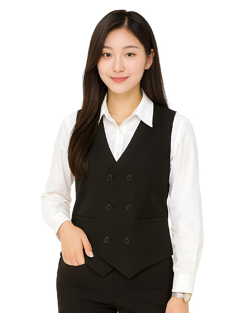 女版西裝背心 暗袋｜雙排釦款 黑｜<span>VCAN-C-21</span>