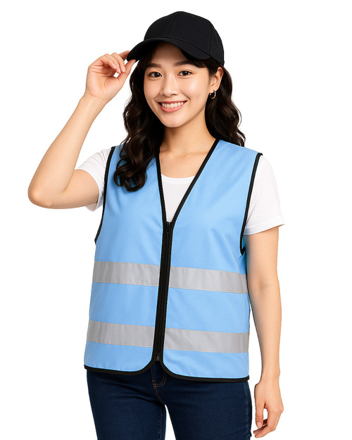 活動背心反光 拉鍊款-水藍/黑 <span>VCAN-D-01</span>