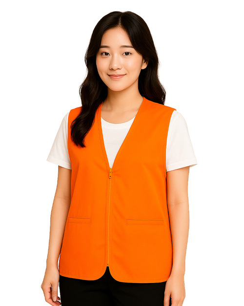 服務人員背心｜拉鍊訂製款-桔｜<span>VCAN-D-02</span>