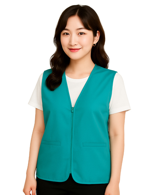服務人員背心｜拉鍊訂製款｜下擺鬆緊帶-綠｜<span>VCAN-D-03</span>