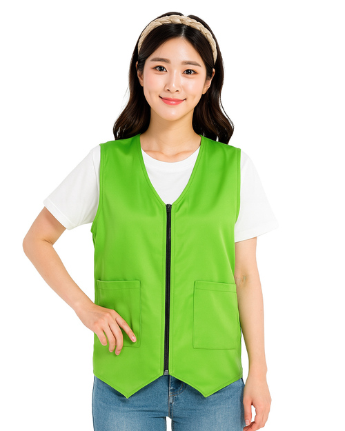 服務背心｜尖擺拉鍊｜加口袋-綠｜<span>VCAN-D-15</span>