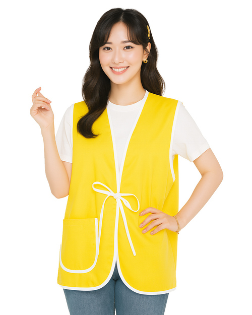 活動背心訂製｜貼口袋綁帶｜黃滾白｜<span>VCAN-E-01</span>