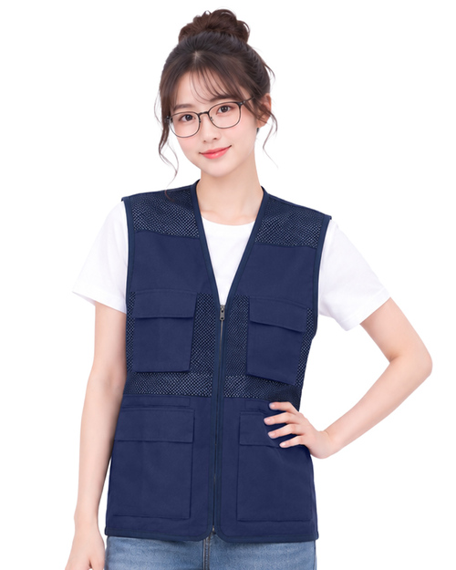 多功能透氣工作背心｜洞洞布 訂製款 拉鍊 丈青｜<span>VCAN-G2-01</span>