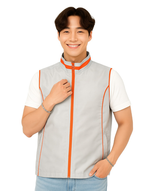 休閒背心選舉背心｜加內裡 訂製款｜灰配橘｜<span>VEST-A01-D</span>