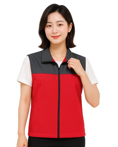 休閒背心選舉背心｜無內裡 訂製款｜灰配紅｜<span>VEST-B02</span>