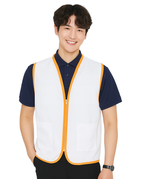 活動背心訂製｜拉鍊款｜白滾橘｜<span>VUI-C-01</span>
