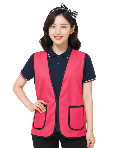 活動背心訂製｜釦子款｜桃紅滾黑｜<span>VUI-D01</span>