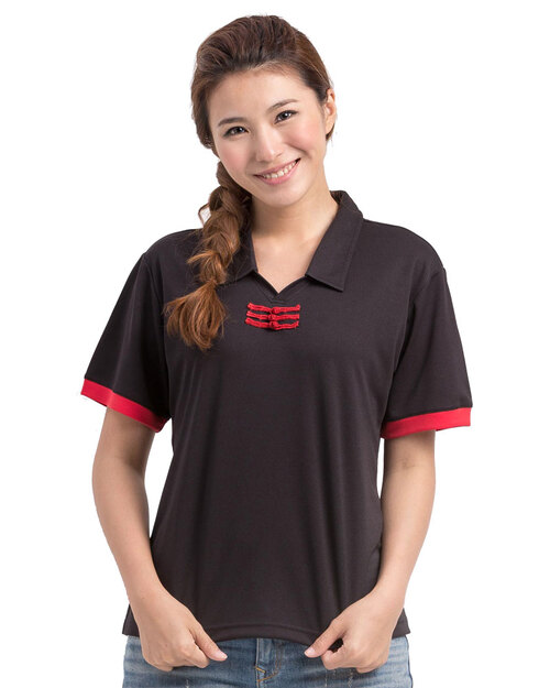 餐廳服務員制服 訂製 中式 黑/紅 <span>WAT-03</span>  |商品介紹|POLO衫客製化【訂製款】|POLO衫短袖訂製腰身版