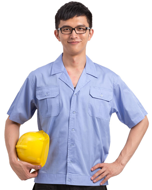 工地工作服短袖訂製款-翻領水藍<span>WORK-A05</span>