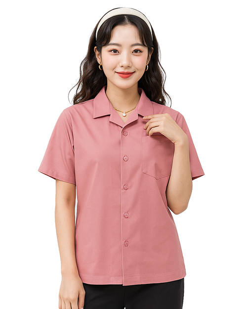 工作服 短袖｜翻領國民領｜訂製 粉桔｜<span>WORK-Aa01</span>