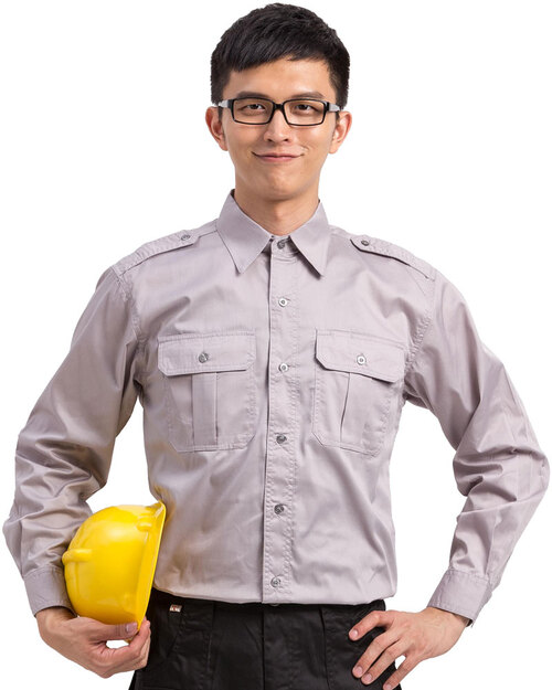 工地工作服長袖訂製款-淺灰<span>WORK-B07</span>