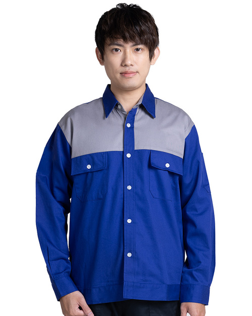工作服長袖訂製-寶藍配灰 <span>WORK-B11</span>