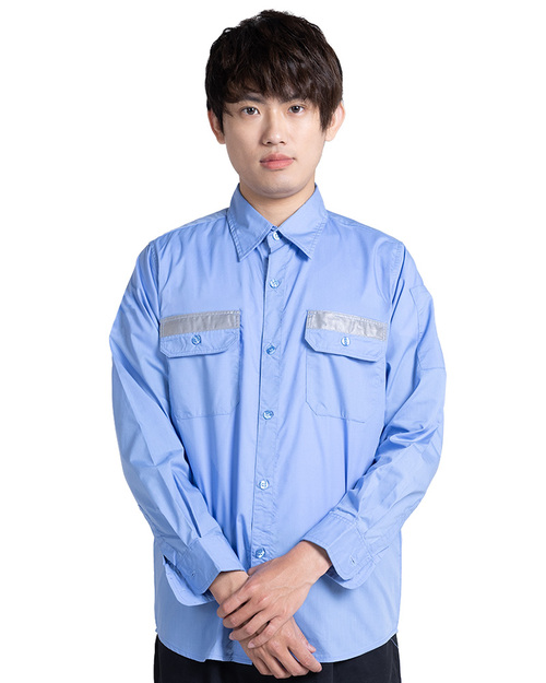反光條工作服長袖訂製-水藍 <span>WORK-B13</span>  |商品介紹|工安 職安制服/工作服/工作褲【訂製】|工作服 【訂製款】