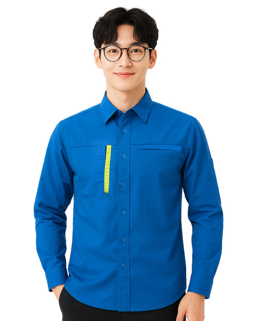 工作服長袖訂製款｜造型暗袋｜翠藍｜<span>WORK-B14</span>