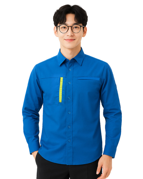 工作服長袖訂製款｜造型暗袋｜翠藍｜<span>WORK-B14</span>